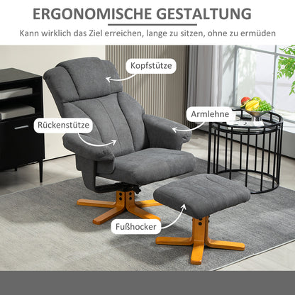 Recliner Chair with Reclining Function, Reclining Chair with Footstool, TV Armchair up to 150 kg capacity, for Living Room, Bedroom, 79 x 80 x 104cm, Dark Gray