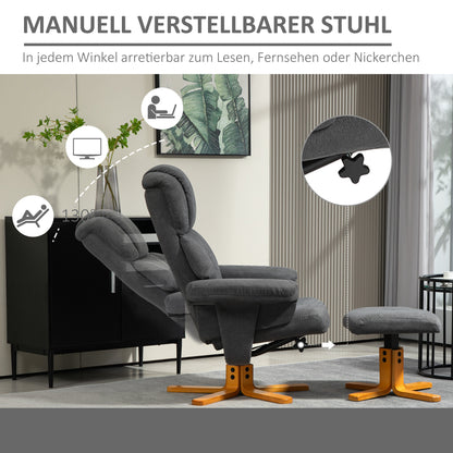 Recliner Chair with Reclining Function, Reclining Chair with Footstool, TV Armchair up to 150 kg capacity, for Living Room, Bedroom, 79 x 80 x 104cm, Dark Gray