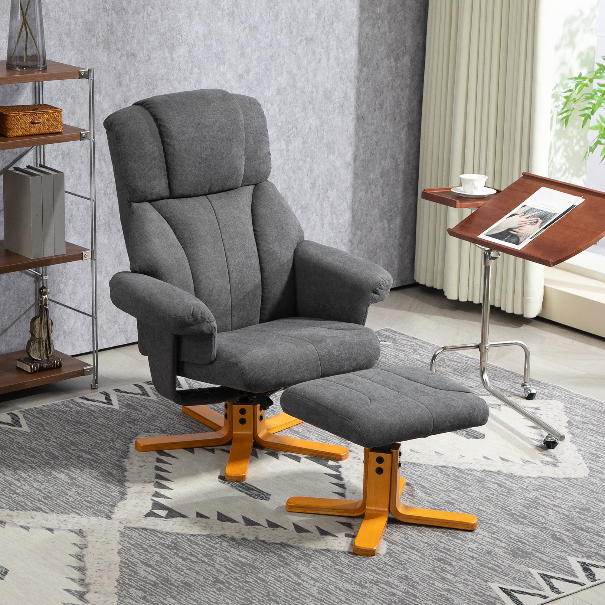 Recliner Chair with Reclining Function, Reclining Chair with Footstool, TV Armchair up to 150 kg capacity, for Living Room, Bedroom, 79 x 80 x 104cm, Dark Gray