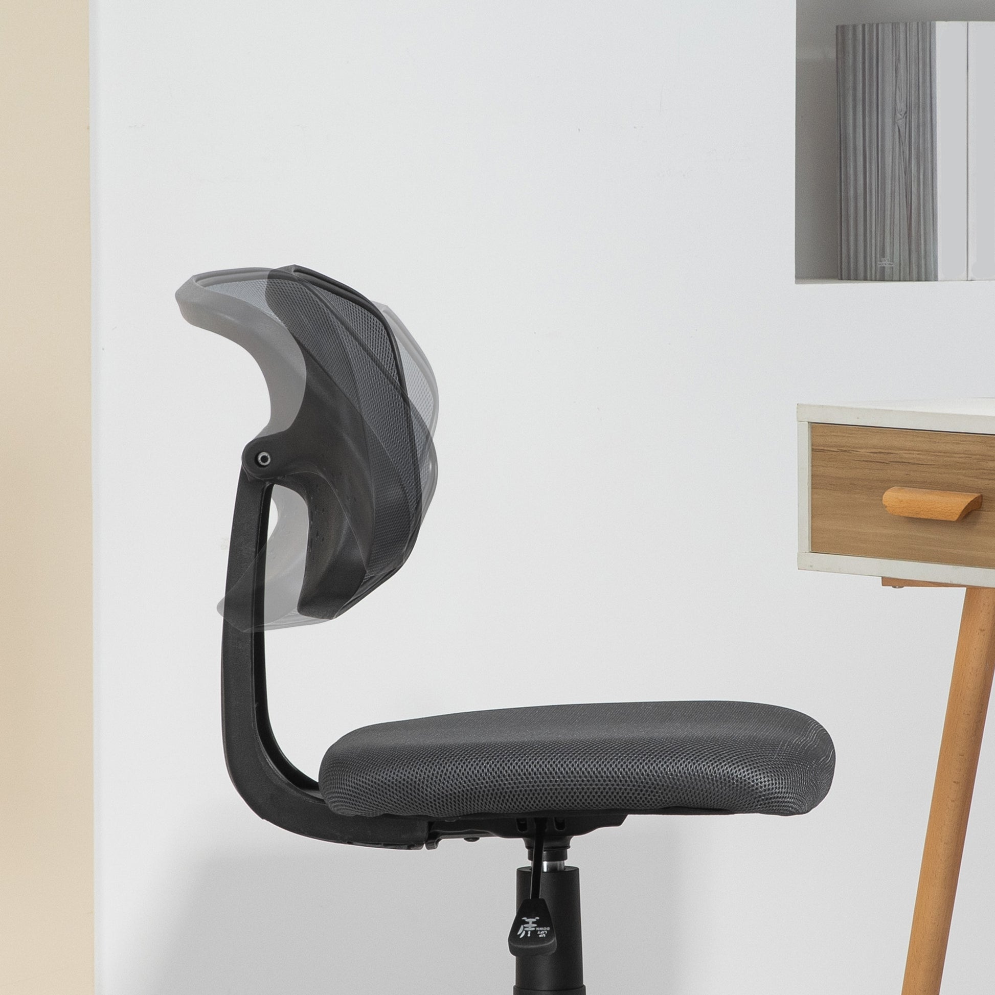 Armless Ergonomic Office Chair Mesh Back Swivel Desk Chair Adjustable Height Desk Chair 120 kg Load Gray