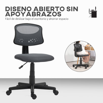 Armless Ergonomic Office Chair Mesh Back Swivel Desk Chair Adjustable Height Desk Chair 120 kg Load Gray