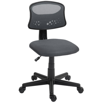 Armless Ergonomic Office Chair Mesh Back Swivel Desk Chair Adjustable Height Desk Chair 120 kg Load Gray