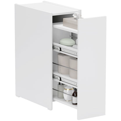 Bathroom Cabinet Space Saver with Sliding Tracks, Wooden Bathroom Cabinet, 47x25x66.5 cm, White