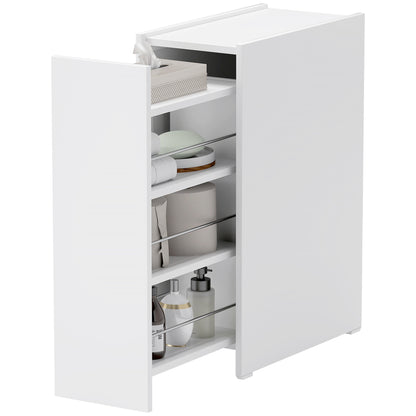 Bathroom Cabinet Space Saver with Sliding Tracks, Wooden Bathroom Cabinet, 47x25x66.5 cm, White