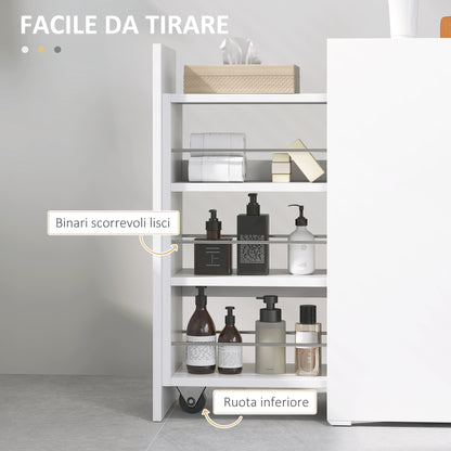 Bathroom Cabinet Space Saver with Sliding Tracks, Wooden Bathroom Cabinet, 47x25x66.5 cm, White