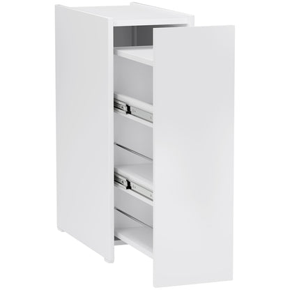 Bathroom Cabinet Space Saver with Sliding Tracks, Wooden Bathroom Cabinet, 47x25x66.5 cm, White