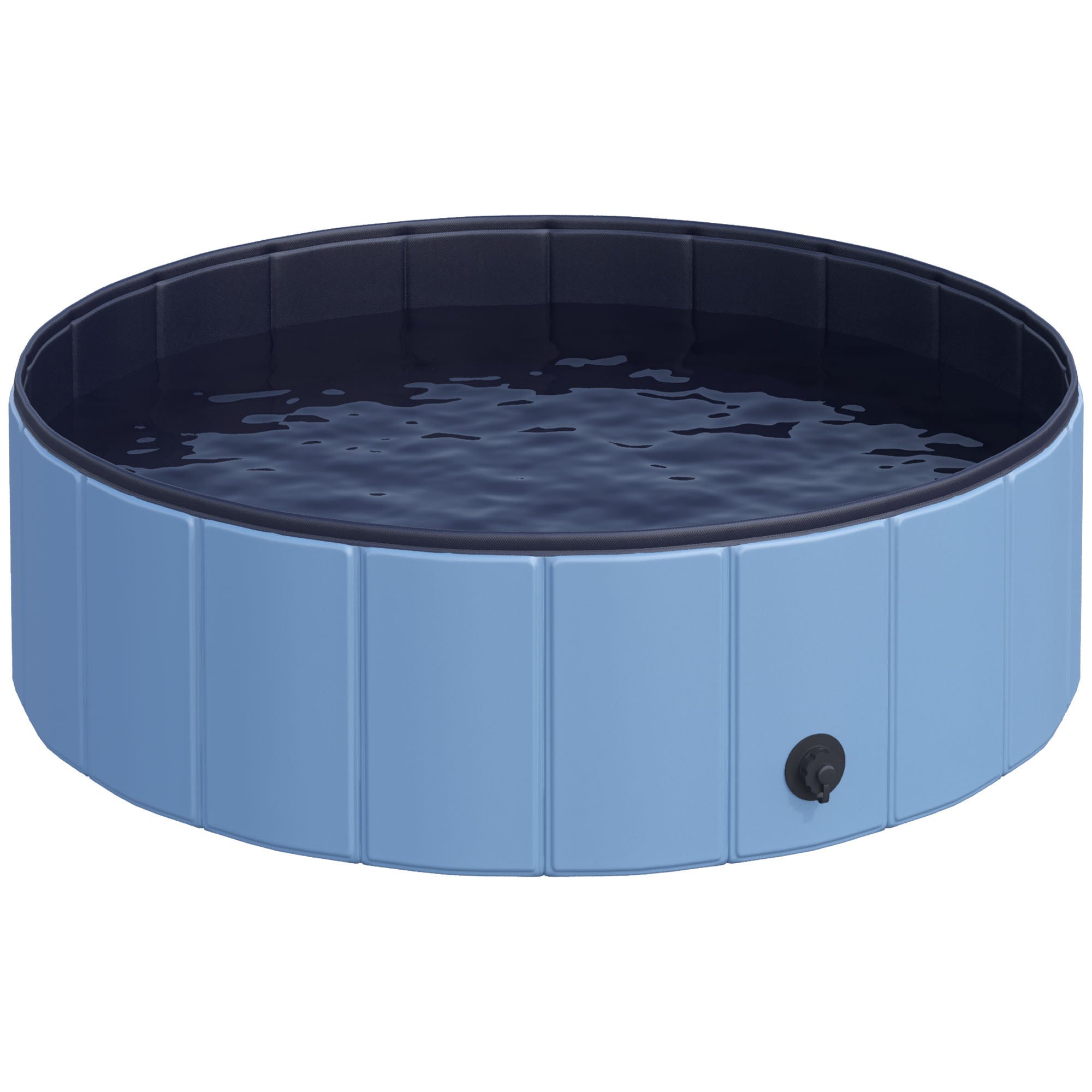 Foldable Dog Bath Tub Dog Pool Splash Pool Swimming Pool Water Basin for Dogs and Cats Plastic+Wood Blue Ø100 x H30 cm