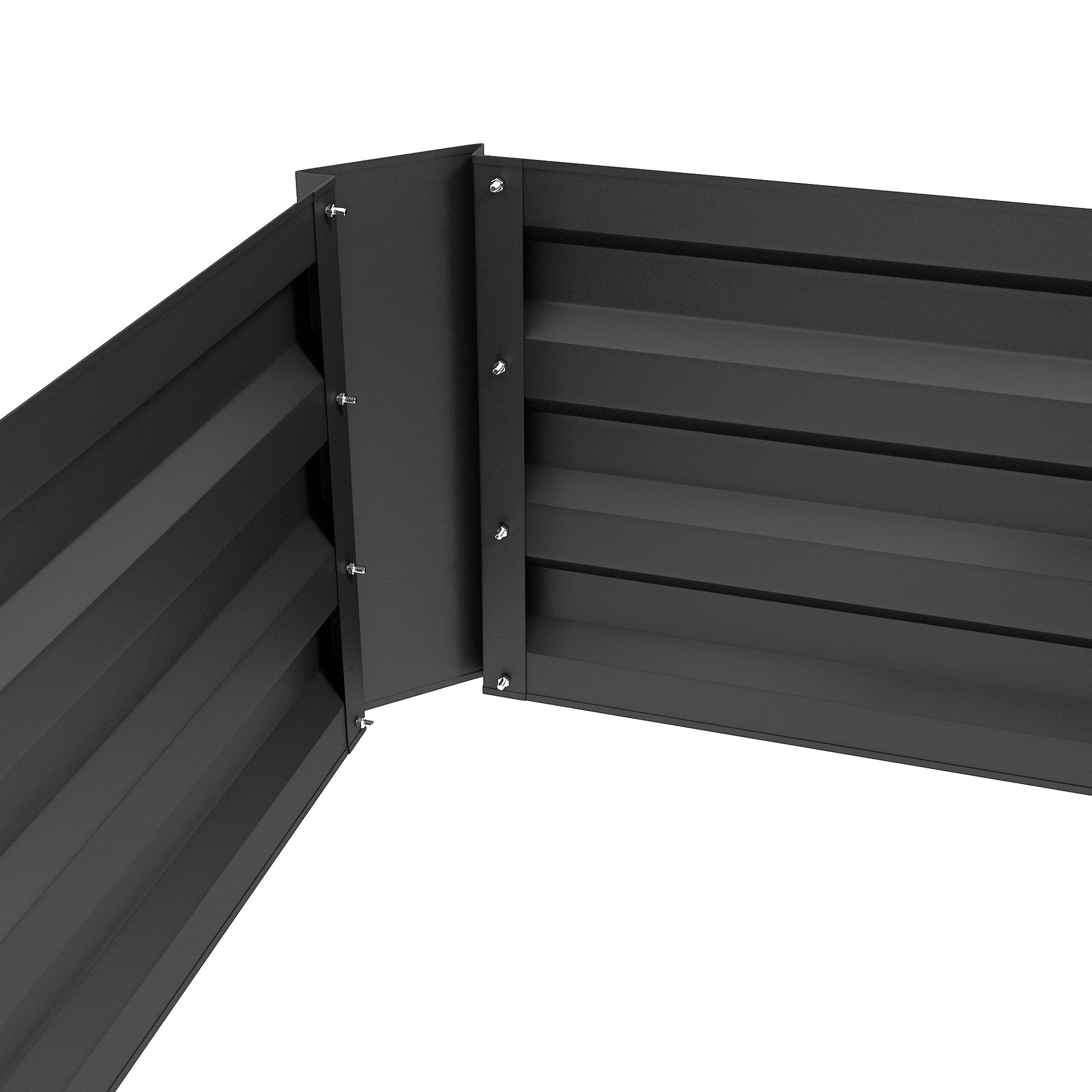 Set of 2 Raised Garden Planters 100L x 50W x 30H cm - Corrugated Steel Black