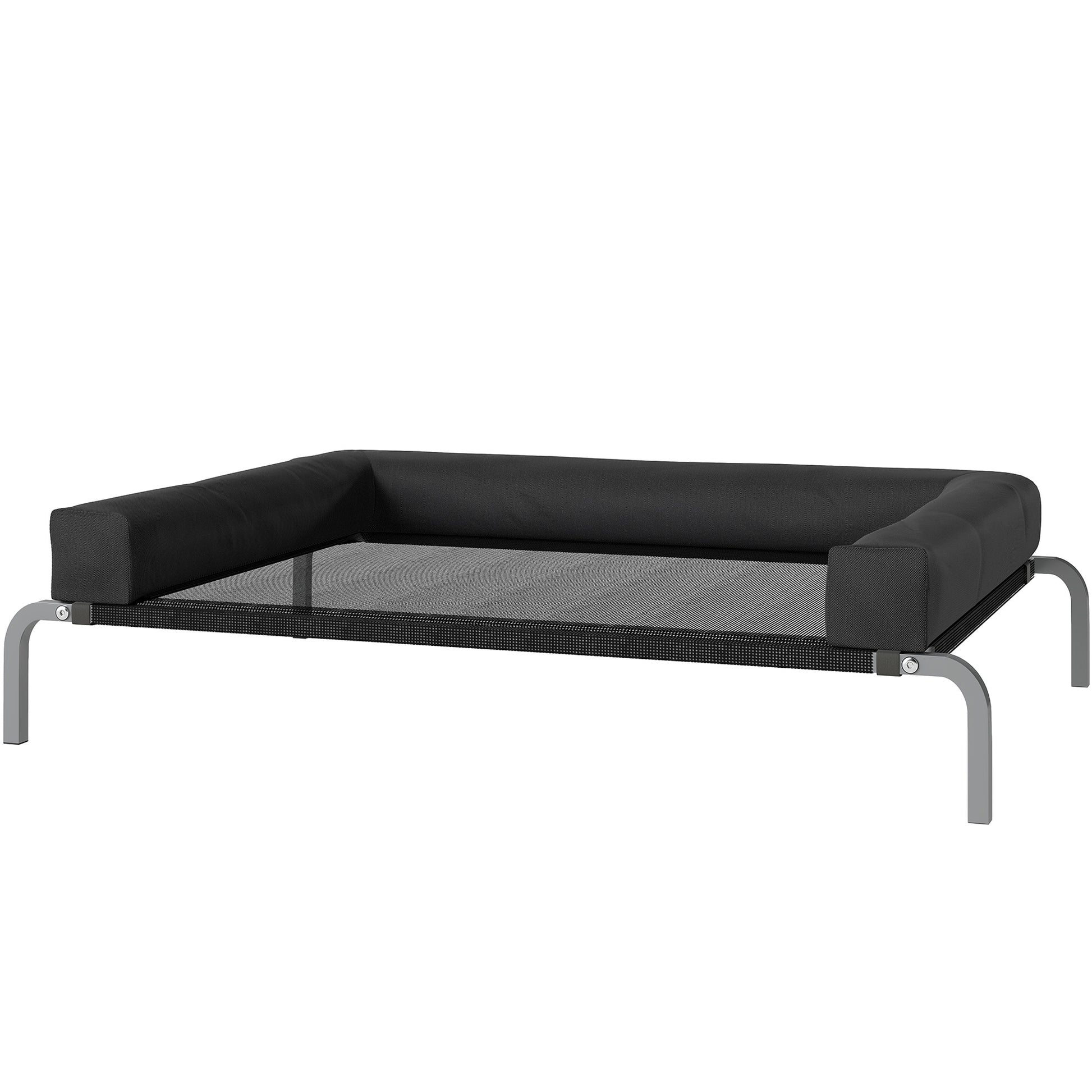 Cooling Raised Dog Bed, Portable Indoor Outdoor Dog Cot with U-Shaped Pillow, Breathable Mesh, Bite-Resistant, 110 x 75 x 30 cm, Black