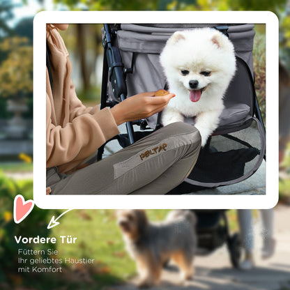 Pet Stroller Pet Stroller with Folding Function for Small Dogs and Cats Pet Cart Cat Stroller Oxford Gray 67 x 45 x 96 cm