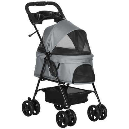 Pet Stroller Pet Stroller with Folding Function for Small Dogs and Cats Pet Cart Cat Stroller Oxford Gray 67 x 45 x 96 cm