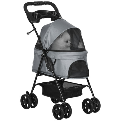 Pet Stroller Pet Stroller with Folding Function for Small Dogs and Cats Pet Cart Cat Stroller Oxford Gray 67 x 45 x 96 cm