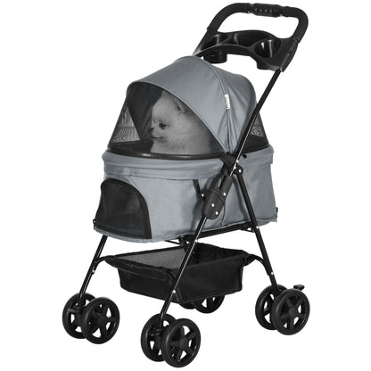 Pet Stroller Pet Stroller with Folding Function for Small Dogs and Cats Pet Cart Cat Stroller Oxford Gray 67 x 45 x 96 cm