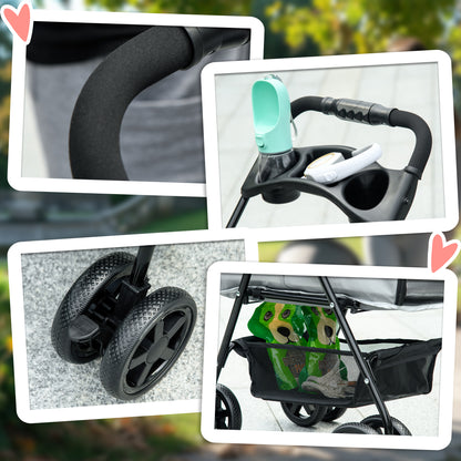 Pet Stroller Pet Stroller with Folding Function for Small Dogs and Cats Pet Cart Cat Stroller Oxford Gray 67 x 45 x 96 cm