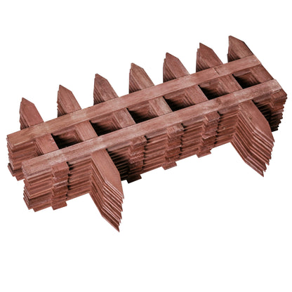 12-Piece Pine Wood Fence, Fence for Flower Beds, Garden and Vegetable Garden, Height 34cm, Light Brown