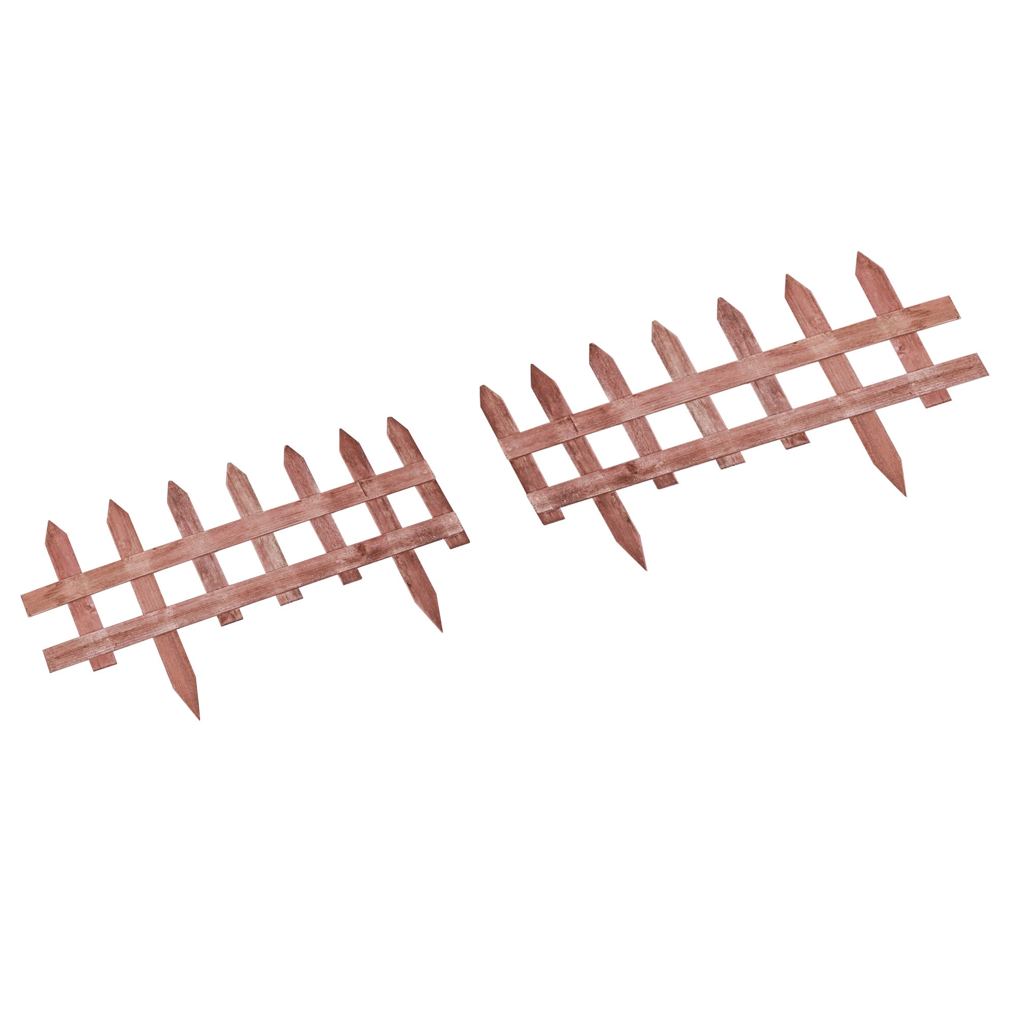 12-Piece Pine Wood Fence, Fence for Flower Beds, Garden and Vegetable Garden, Height 34cm, Light Brown