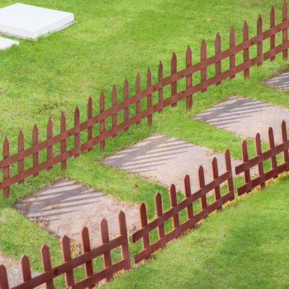 12-Piece Pine Wood Fence, Fence for Flower Beds, Garden and Vegetable Garden, Height 34cm, Light Brown