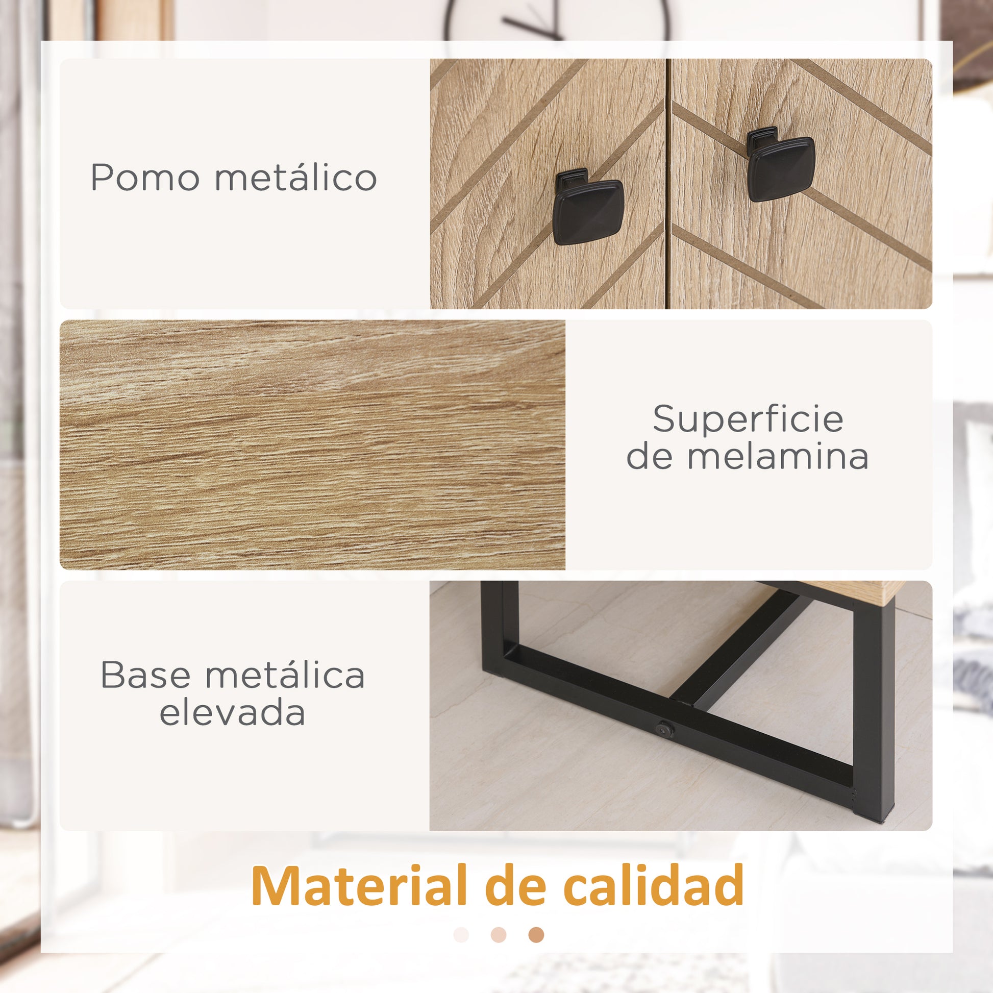Kitchen Sideboard Buffet Cabinet with 2 Doors and Shelves Storage Cabinet for Dining Room Living Room Bedroom Modern Style 80x29.5x80 cm Natural Wood and Black