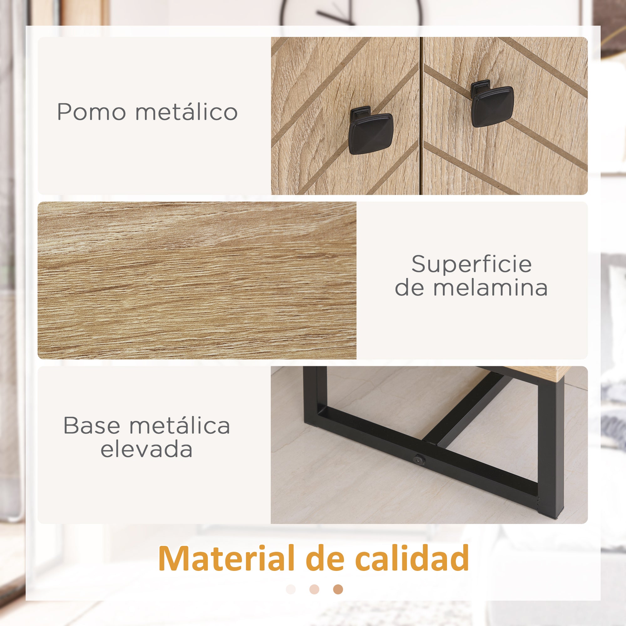 Kitchen Sideboard Buffet Cabinet with 2 Doors and Shelves Storage Cabinet for Dining Room Living Room Bedroom Modern Style 80x29.5x80 cm Natural Wood and Black