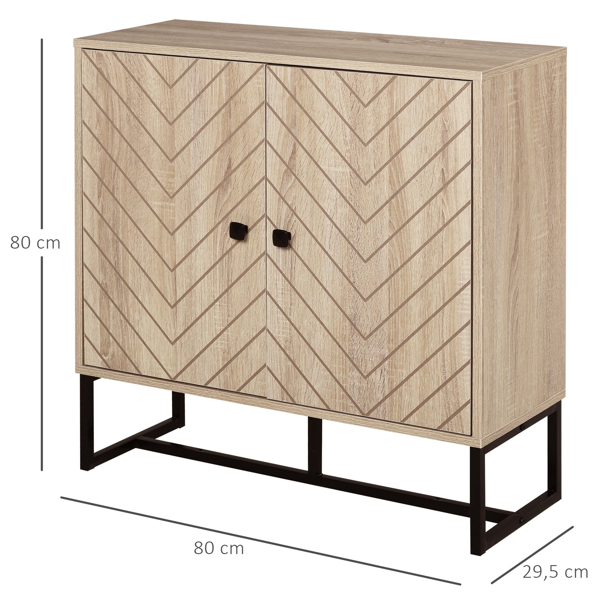 Kitchen Sideboard Buffet Cabinet with 2 Doors and Shelves Storage Cabinet for Dining Room Living Room Bedroom Modern Style 80x29.5x80 cm Natural Wood and Black