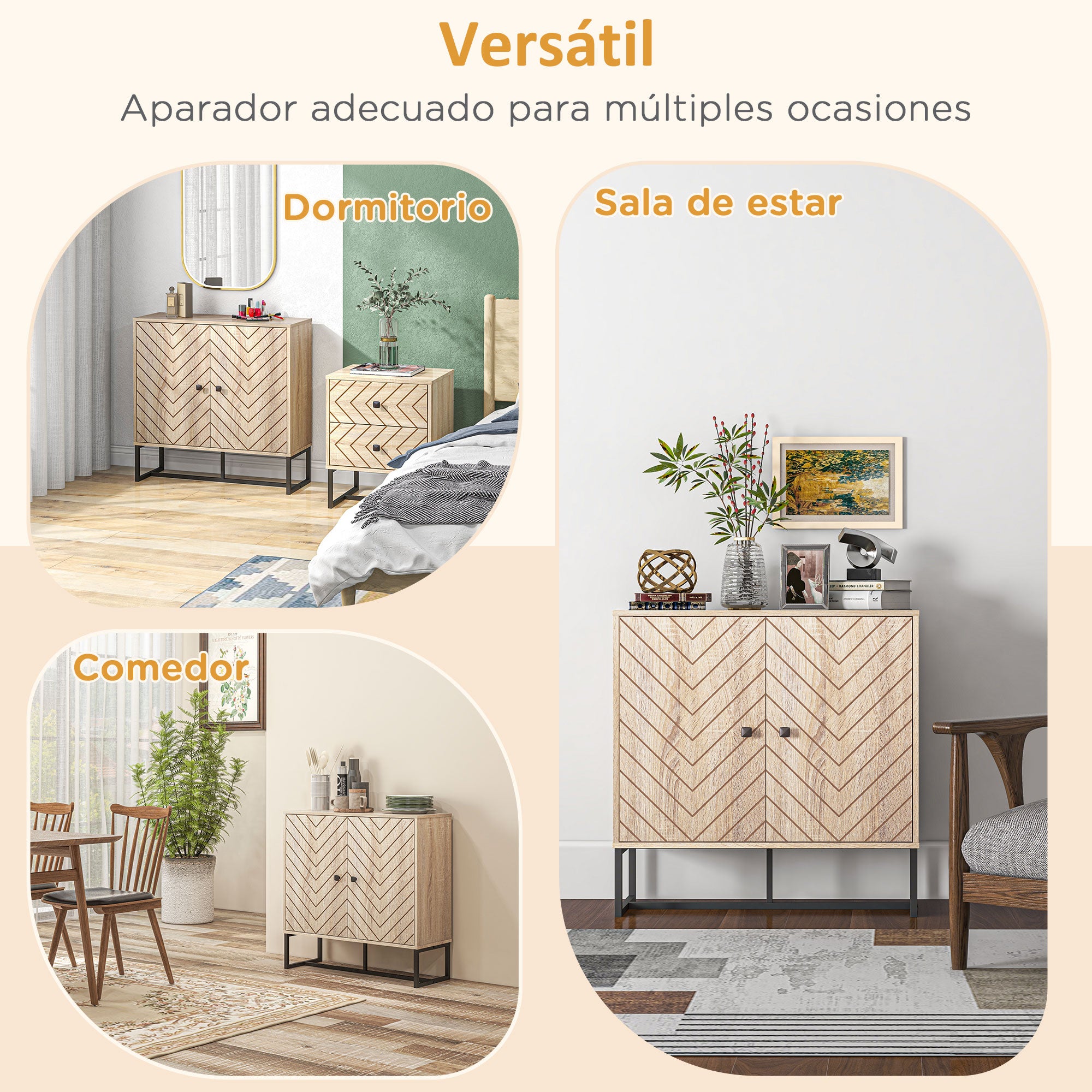 Kitchen Sideboard Buffet Cabinet with 2 Doors and Shelves Storage Cabinet for Dining Room Living Room Bedroom Modern Style 80x29.5x80 cm Natural Wood and Black