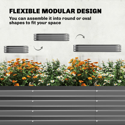 Raised Garden Bed with Trellis, Galvanized Metal Planter with Protective Edge & Gloves for Herbs, Vegetables, Flowers — 86.6 x 43.3 x 59.1 in (220 x 110 x 150 cm), Dark Gray
