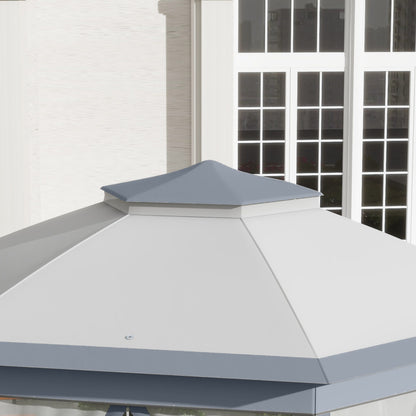 Garden Pavilion Pop-Up Tent 4 x 4 m Party Tent with Carrying Bag 6 Side Panels Double Roof Hexagonal Gray
