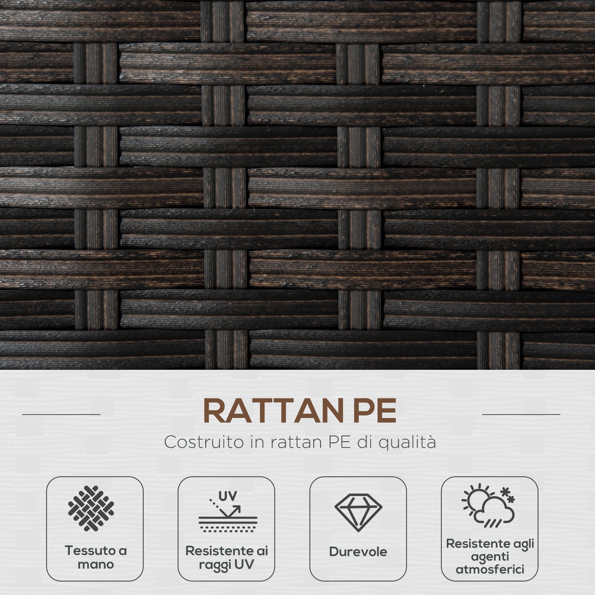 2-Seater PE Rattan Garden Sofa with Padded Cushions and Adjustable Feet, 132x70x74cm, Brown