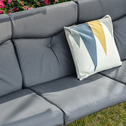 3-Seater Hollywood Swing Garden Swing Bench with Adjustable Canopy Tea Table Steel Polyester Gray+Black 271 x 125 x 177 cm