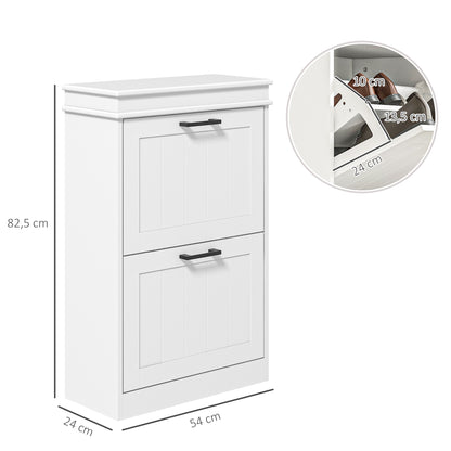 Shoe Cabinet, Shoe Rack, 2 Flip Doors, Adjustable Shelves, for Entrance, Hallway, 54 x 24 x 82.5 cm, White