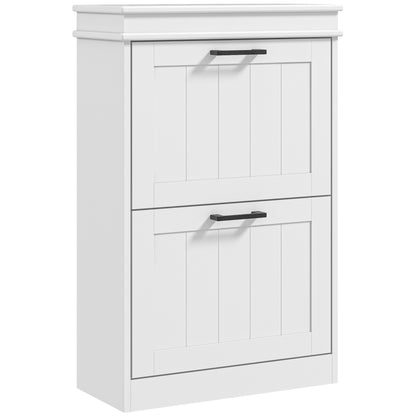 Shoe Cabinet, Shoe Rack, 2 Flip Doors, Adjustable Shelves, for Entrance, Hallway, 54 x 24 x 82.5 cm, White