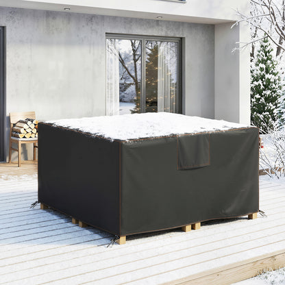Patio Furniture Cover — Winterproof, Waterproof, Anti-UV, 420D Oxford, Windproof, Square 125 x 125 x 74 cm (Black)