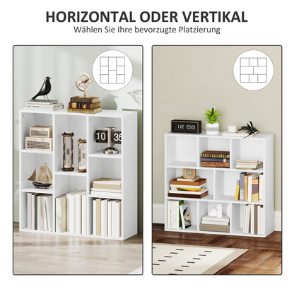 Bookcase, Shelving Unit with 8 Levels, Storage Shelf, Kitchen Shelf for Living Room, Bedroom, Office, White