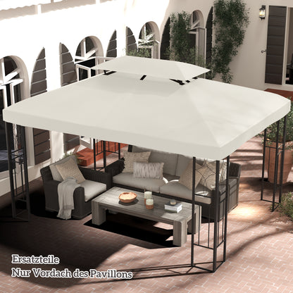 Replacement Roof for Metal Pavilion 3x4m Water-resistant Pavilion Roof with Double Roof, Replacement Cover for Garden Pavilion Party Tent Gazebo Polyester Cream White