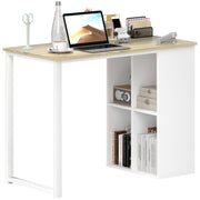 Desk Computer Desk with 4 Shelves Office Desk with Modern Design, Steel Frame for Study, Home Office, Bedroom, 100 x 54 x 75 cm Oak