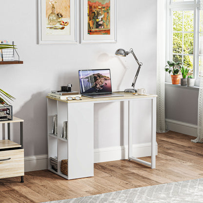 Desk Computer Desk with 4 Shelves Office Desk with Modern Design, Steel Frame for Study, Home Office, Bedroom, 100 x 54 x 75 cm Oak