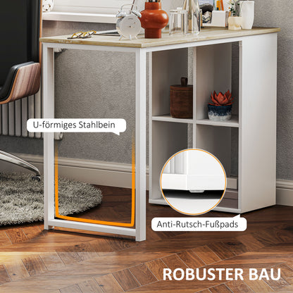 Desk Computer Desk with 4 Shelves Office Desk with Modern Design, Steel Frame for Study, Home Office, Bedroom, 100 x 54 x 75 cm Oak