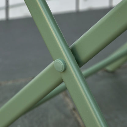 Folding Garden Furniture Set 1 Round Table and 2 Terrace Chairs with Steel Frame and Backrest for Balcony Patio Dark Green