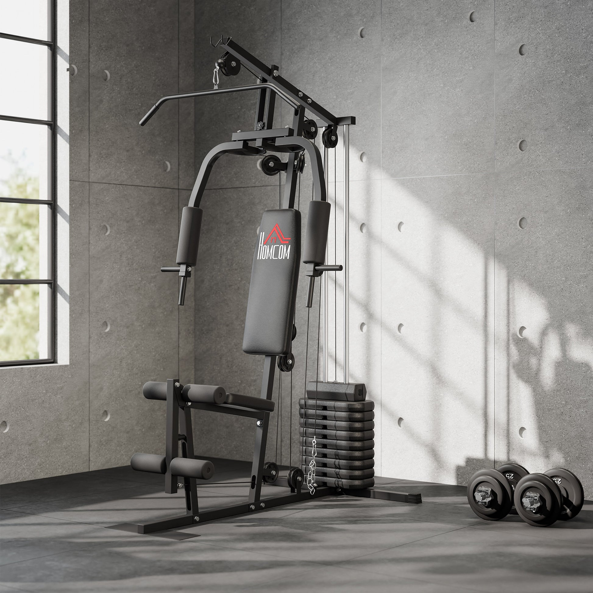 Fitness Power Station Strength Training Machine with 9 weight blocks of 5 kg each, total 45 kg, for a complete workout - 200 x 135 x 103 cm