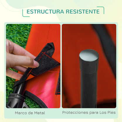 Portable Elevated Bed for Dogs Cats Pet Bed with Breathable Mesh Zone and Oxford Fabric for Indoor Outdoor 61x46x18 cm Red