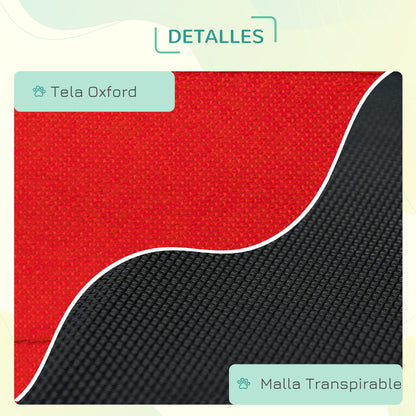 Portable Elevated Bed for Dogs Cats Pet Bed with Breathable Mesh Zone and Oxford Fabric for Indoor Outdoor 61x46x18 cm Red