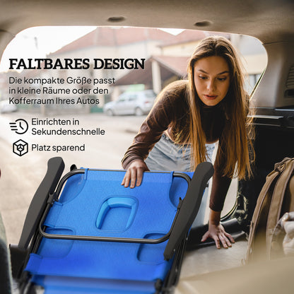 Folding Sun Lounger Garden Lounger with Reading Window, Head Pillow, Recliner with 4-Position Adjustable Backrest, Weatherproof Camping Lounger up to 120 kg, for Garden Beach Pool, Dark Blue