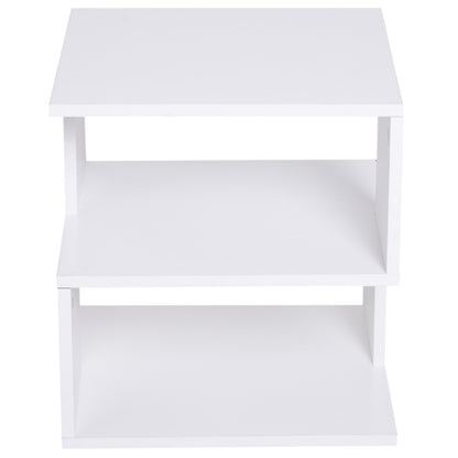 Coffee Table Nightstand Side Table with 2-Tier Shelf for Living Room Bedroom Library 40x40x43 cm White