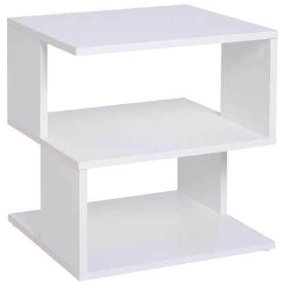 Coffee Table Nightstand Side Table with 2-Tier Shelf for Living Room Bedroom Library 40x40x43 cm White