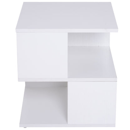Coffee Table Nightstand Side Table with 2-Tier Shelf for Living Room Bedroom Library 40x40x43 cm White