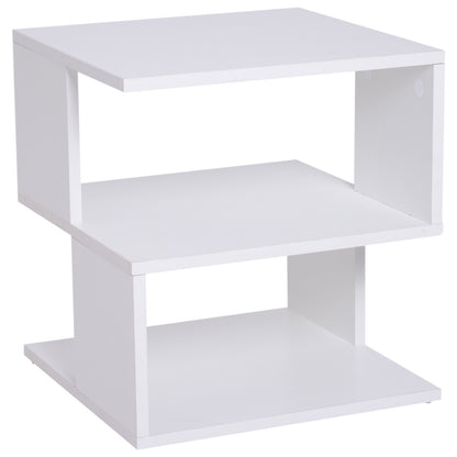 Coffee Table Nightstand Side Table with 2-Tier Shelf for Living Room Bedroom Library 40x40x43 cm White