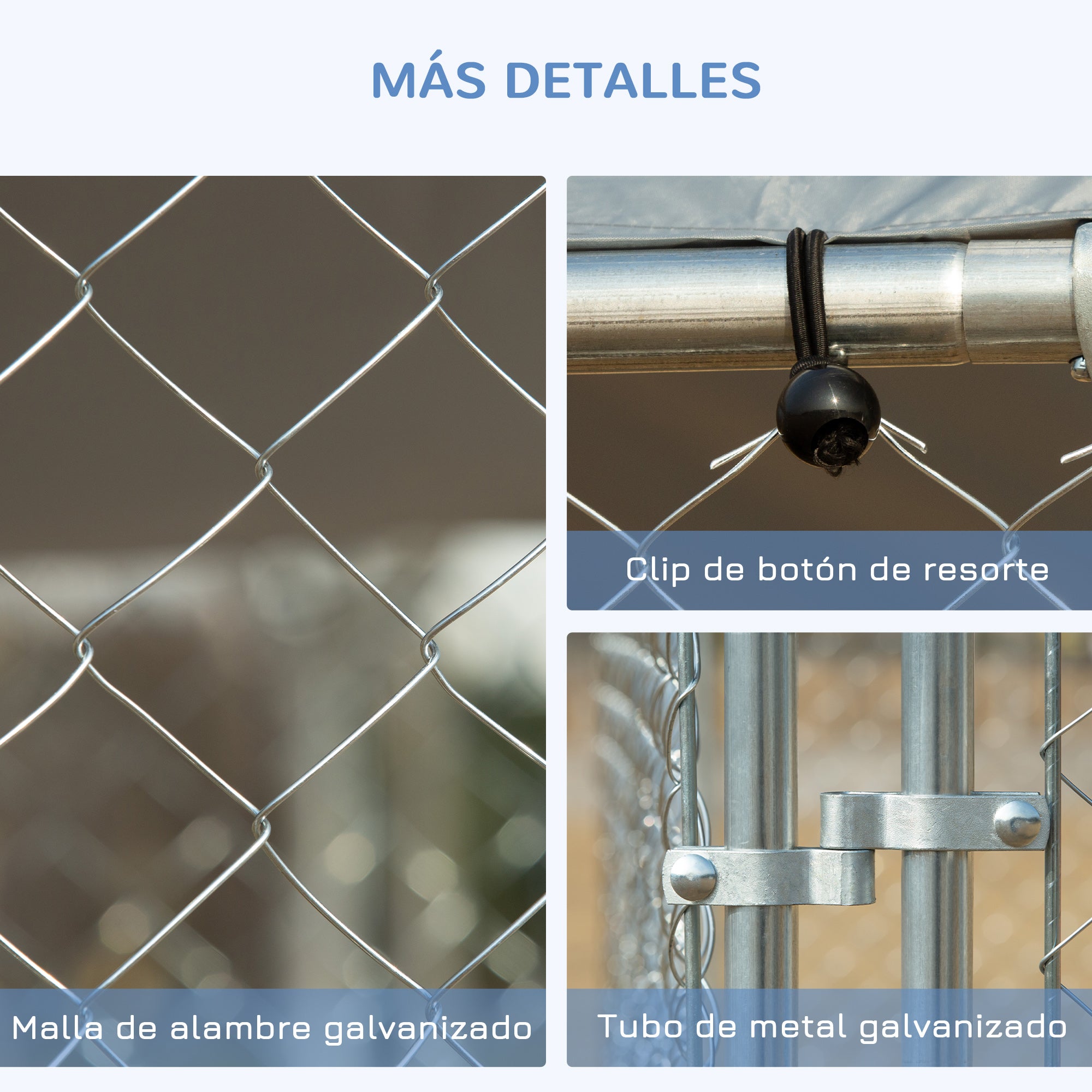 Outdoor Kennel with Anti-UV Waterproof Canopy Dog Park with Latched Door and Galvanized Metal Frame for Patio Garden Terrace 4x4x2.3 m Silver