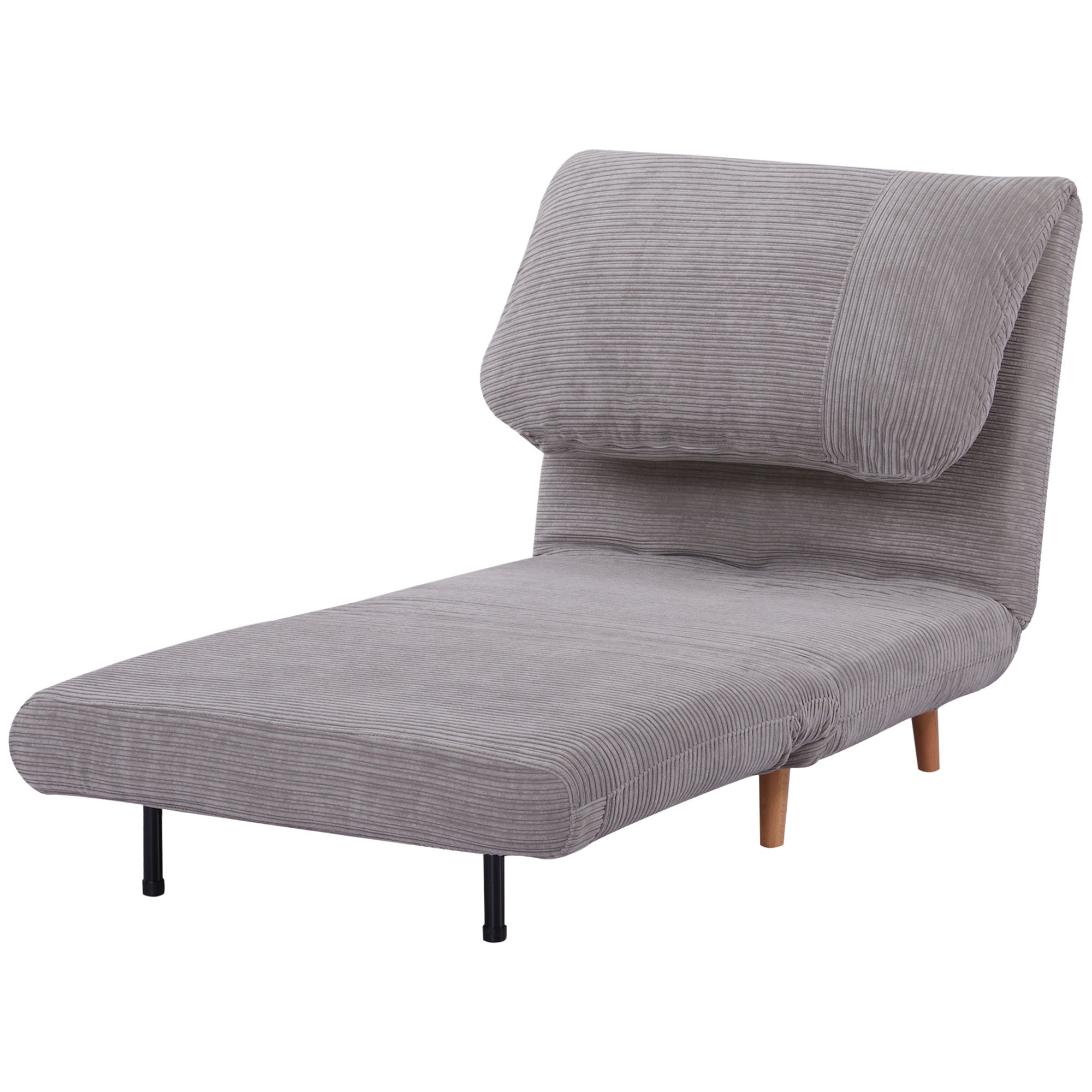 2-in-1 Sleeper Sofa Sleeper Chair Adjustable Folding Mattress Guest Bed in Corduroy Look, for Bedroom, Living Room Light Grey 82 x 89 x 83 cm