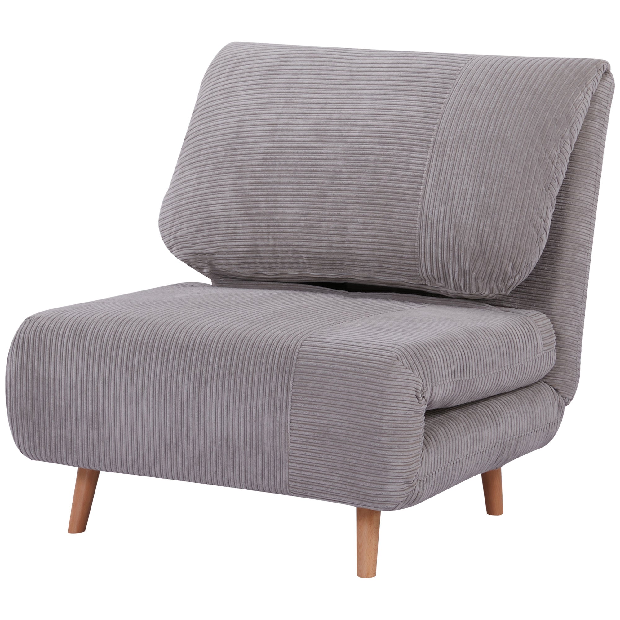 2-in-1 Sleeper Sofa Sleeper Chair Adjustable Folding Mattress Guest Bed in Corduroy Look, for Bedroom, Living Room Light Grey 82 x 89 x 83 cm