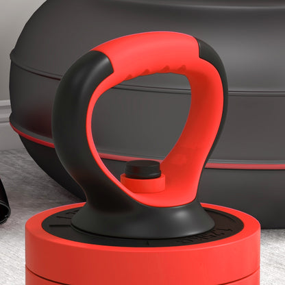 SPORTNOW 20kg Adjustable Dumbbell Kit 4-in-1 Weight Set with Kettlebell Barbell for Strength Training at Home Gym Office Red